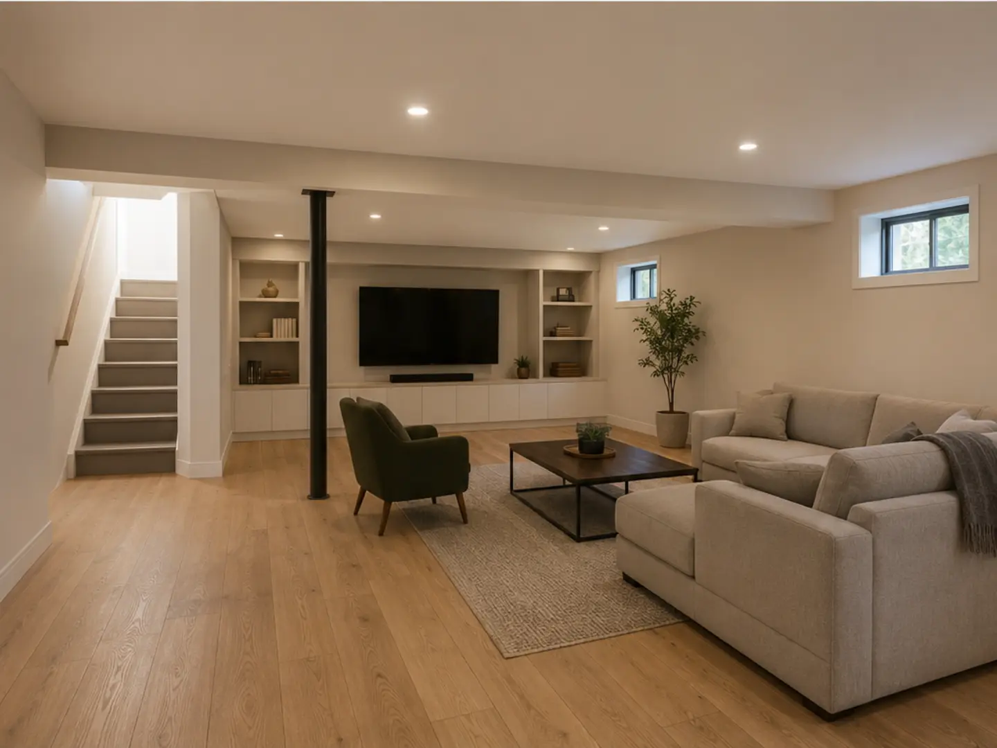 The same demonstration basement after finishing