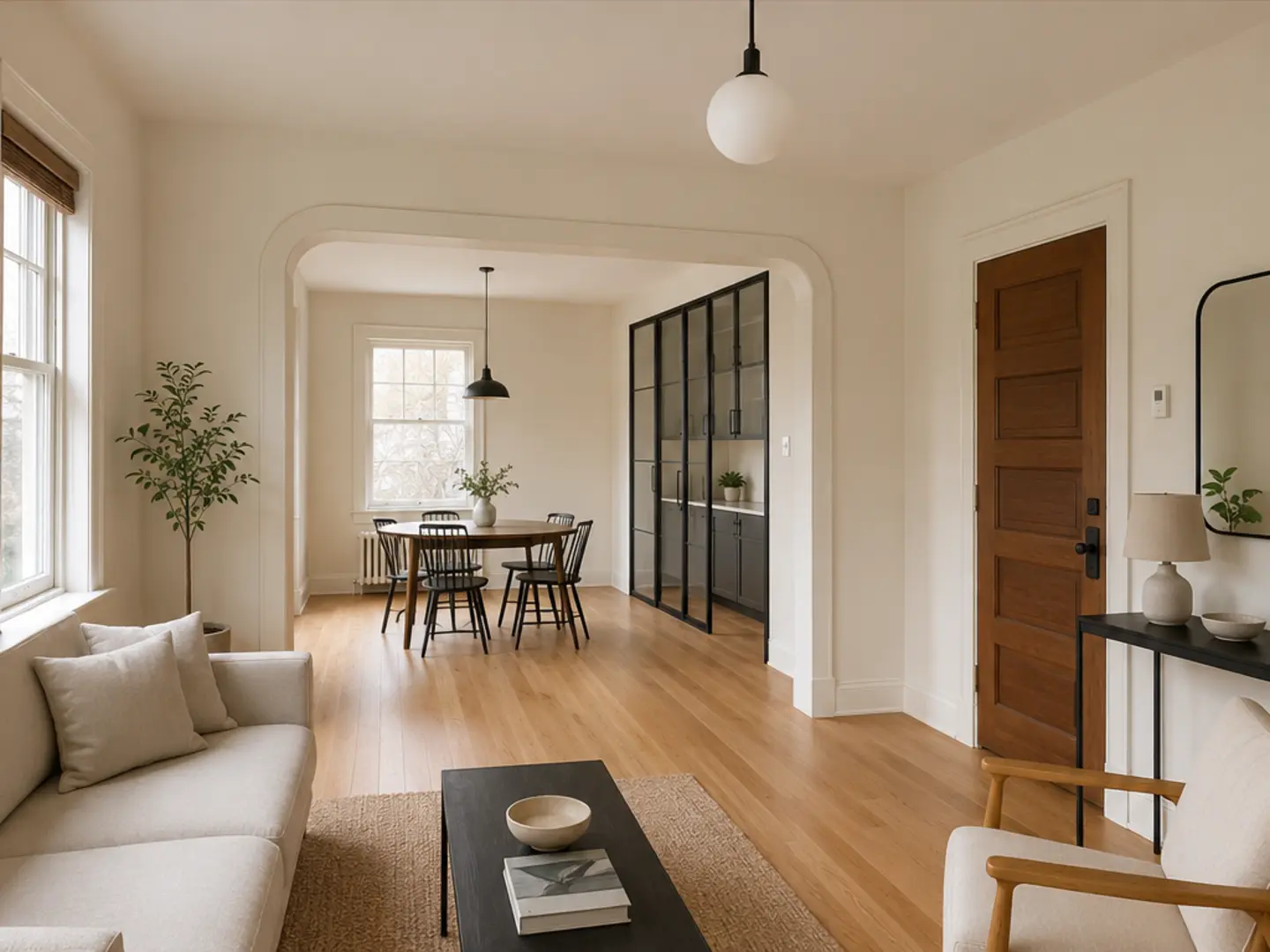 The same demonstration living and dining area after renovation