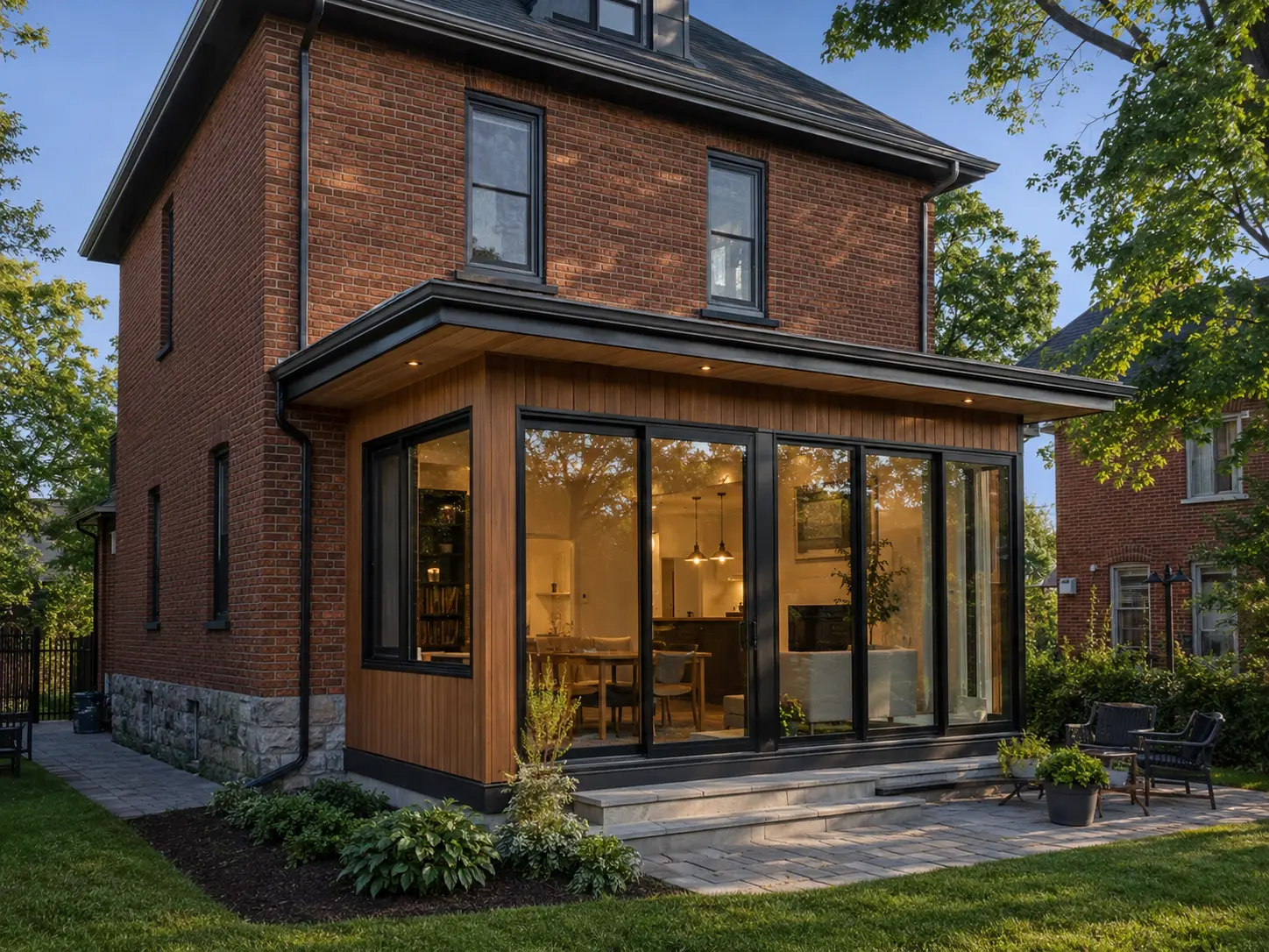 Demonstration rear addition project on a Montréal brick home